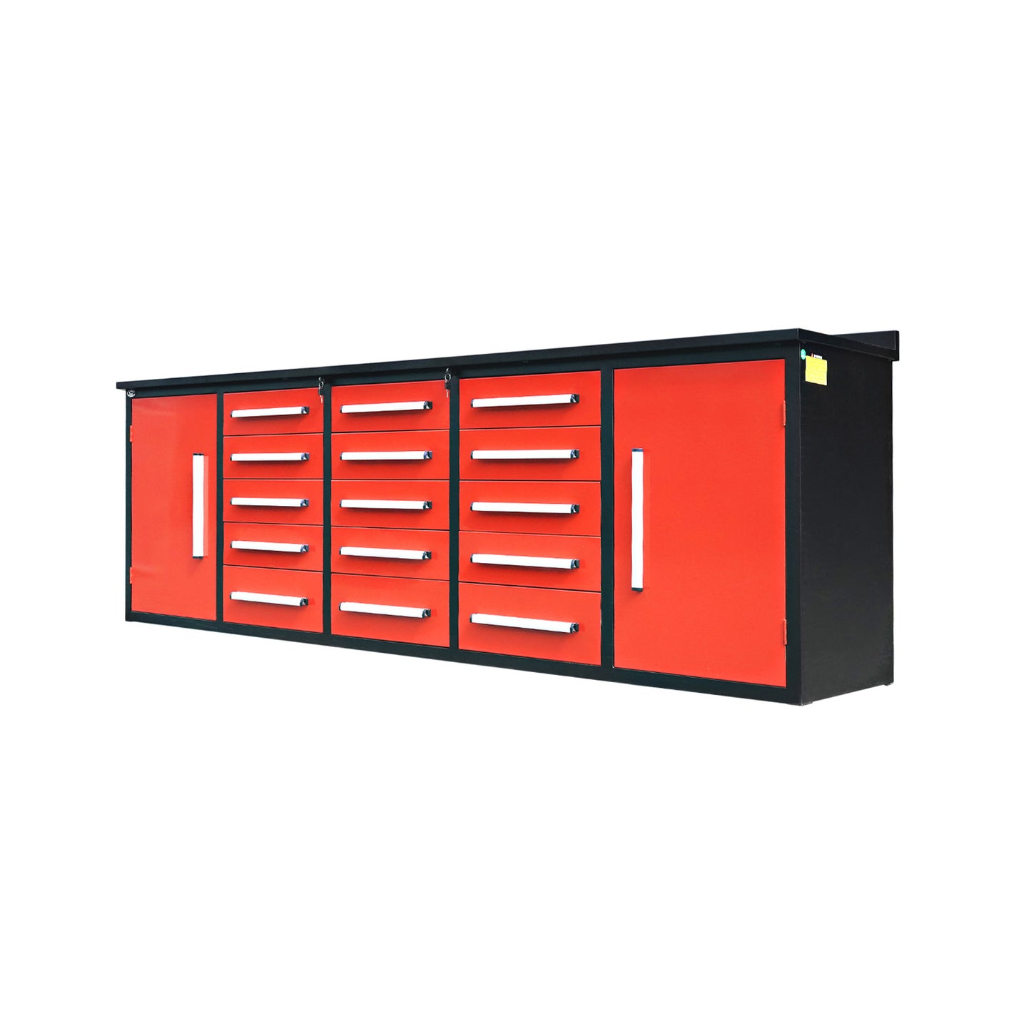 10ft Workbench Storage Cabinet with 15 Drawers & 2 Cabinets#color_red