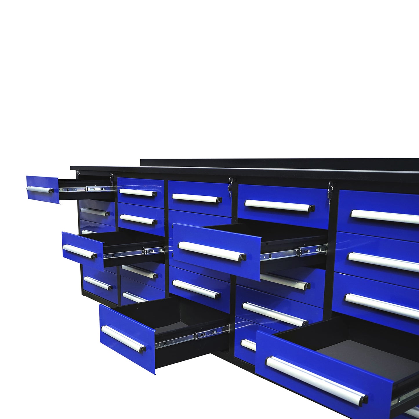 10' Heavy Duty Workbench with 25 Drawers#color_blue