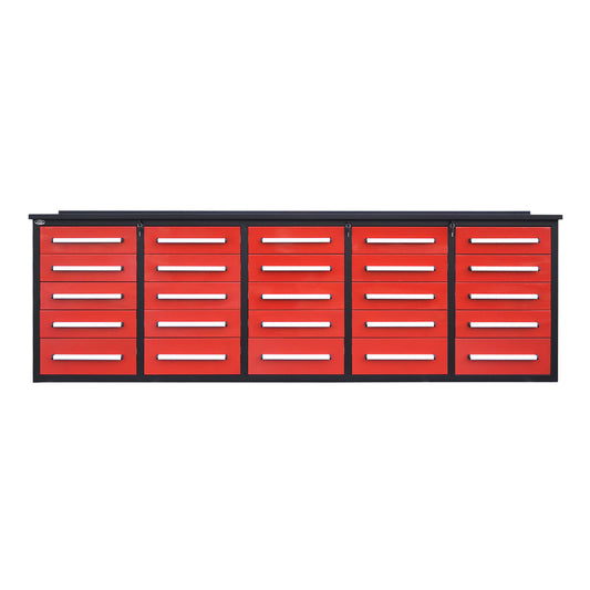 10' Heavy Duty Workbench with 25 Drawers#color_red
