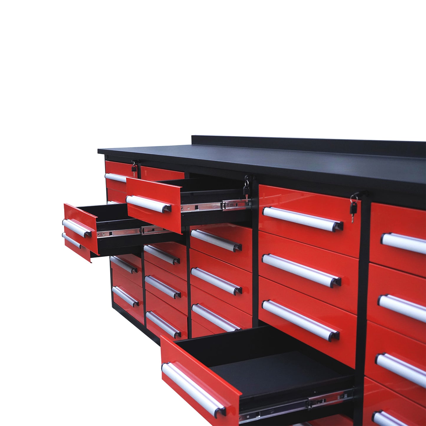 10' Heavy Duty Workbench with 25 Drawers#color_red