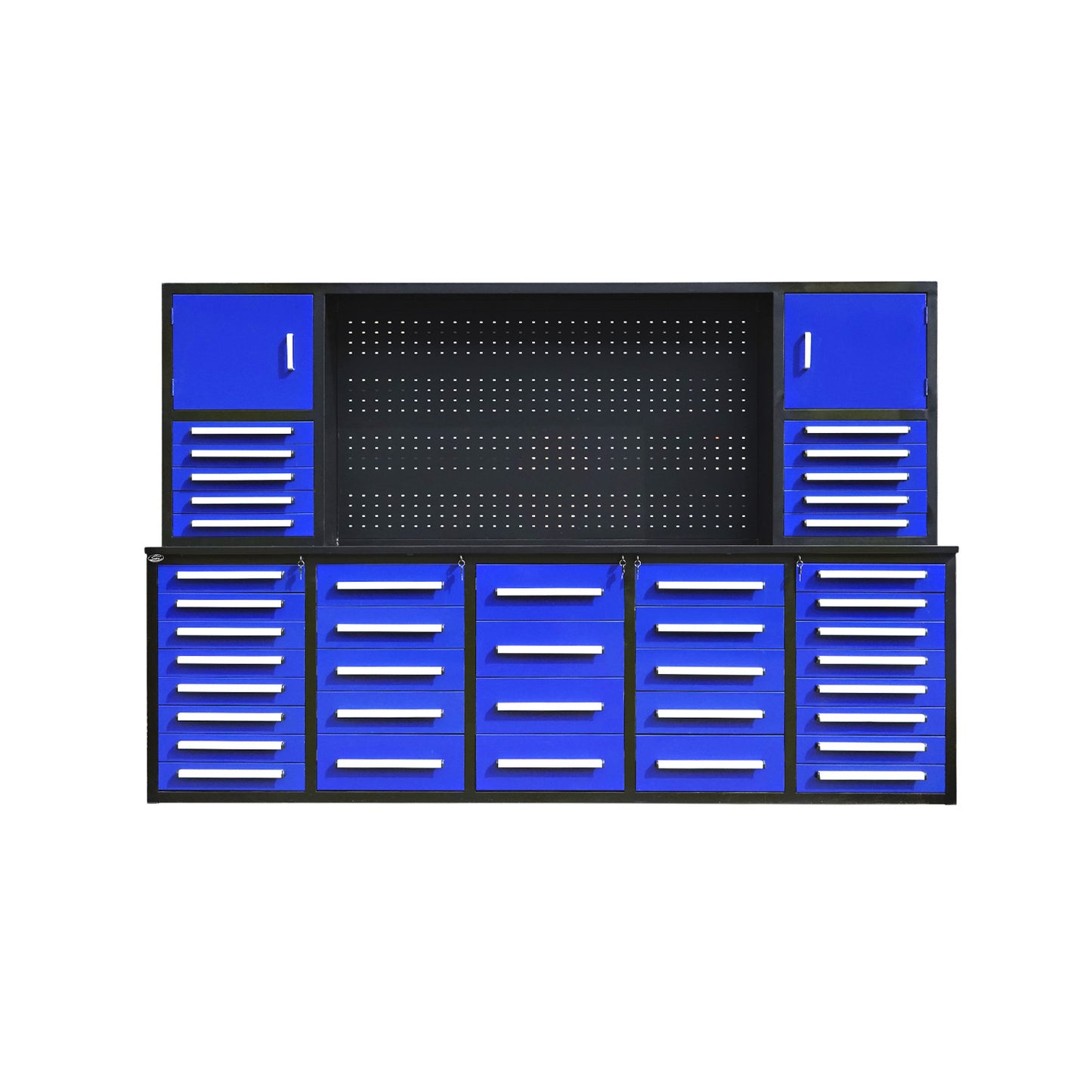 10ft Workbench Cabinet(40 Drawers, 2 Cabinets & 1 Pegboard)#color_blue