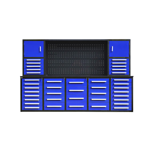 10ft Workbench Cabinet(40 Drawers, 2 Cabinets & 1 Pegboard)#color_blue