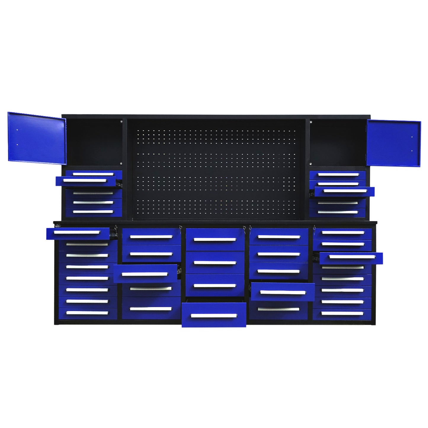 10ft Workbench Cabinet(40 Drawers, 2 Cabinets & 1 Pegboard)#color_blue