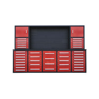 10ft Workbench Cabinet(40 Drawers, 2 Cabinets & 1 Pegboard)#color_red