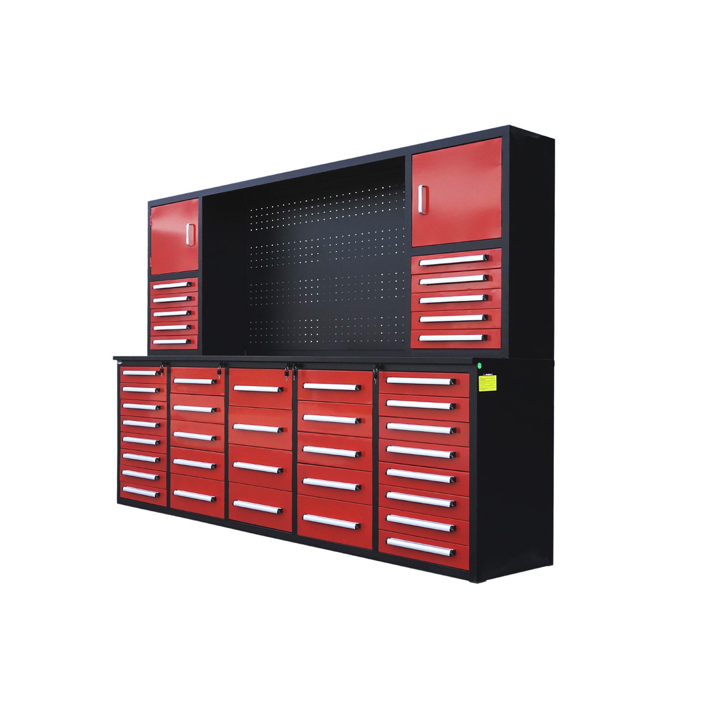 10ft Workbench Cabinet(40 Drawers, 2 Cabinets & 1 Pegboard)#color_red