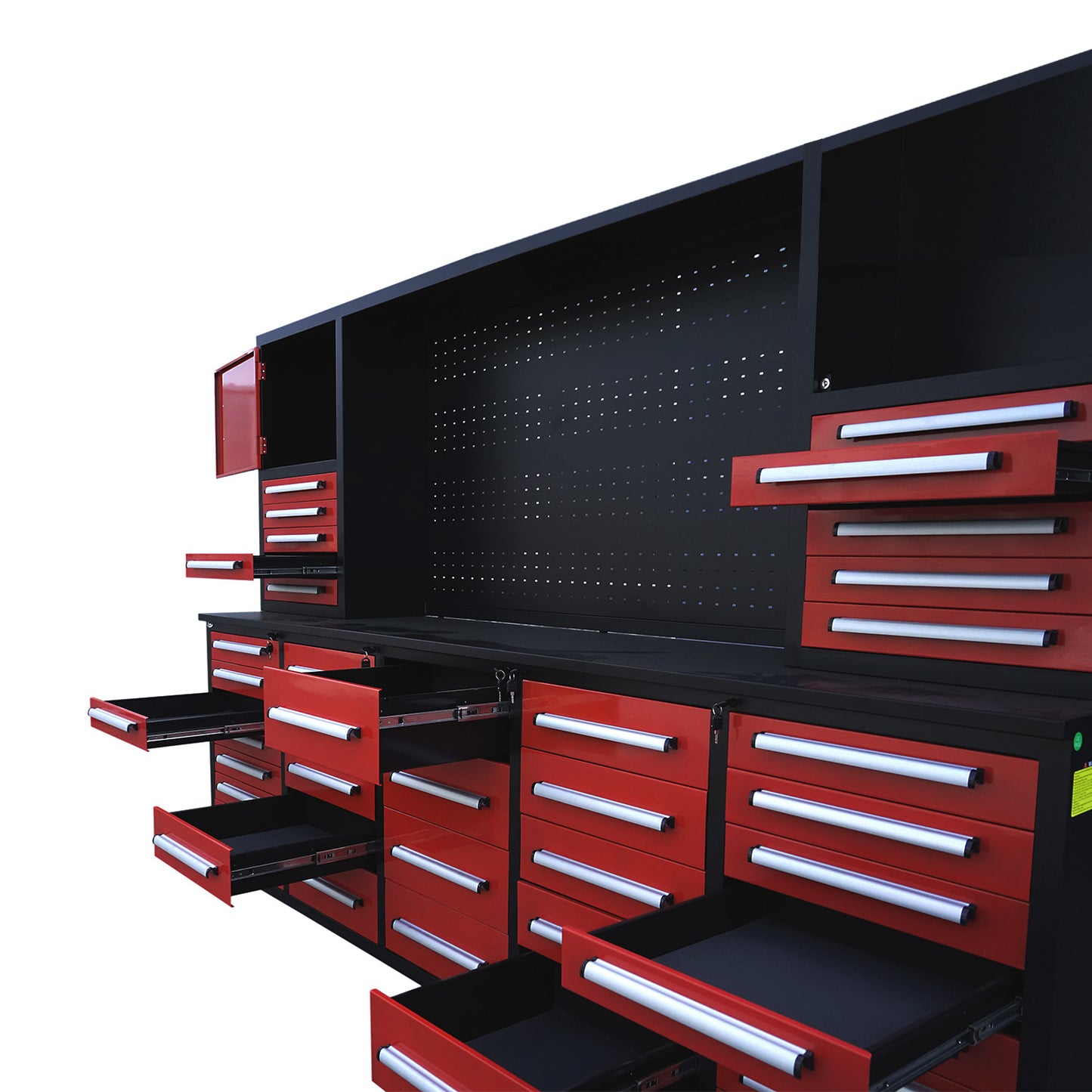 10ft Workbench Cabinet(40 Drawers, 2 Cabinets & 1 Pegboard)#color_red