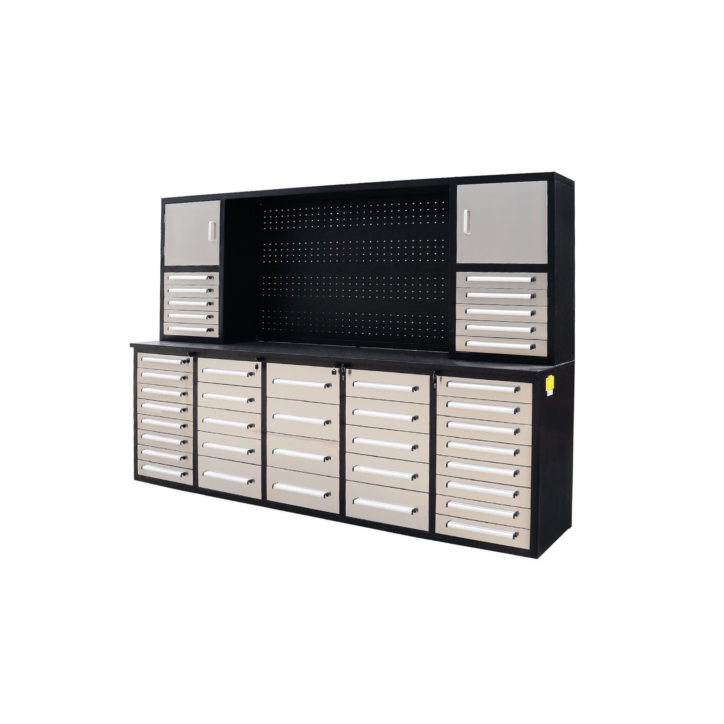 10ft Workbench Cabinet(40 Drawers, 2 Cabinets & 1 Pegboard)#color_silver