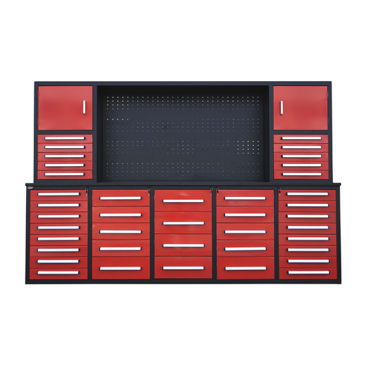 10' Storage Cabinet with Workbench (40 Drawers & 2 Cabinets)#color_red