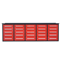 10' Workbench with Storage Drawers (25 Drawers)#color_red