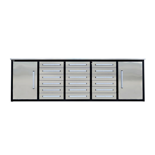10ft Storage Cabinet with 18 Drawers#color_silver
