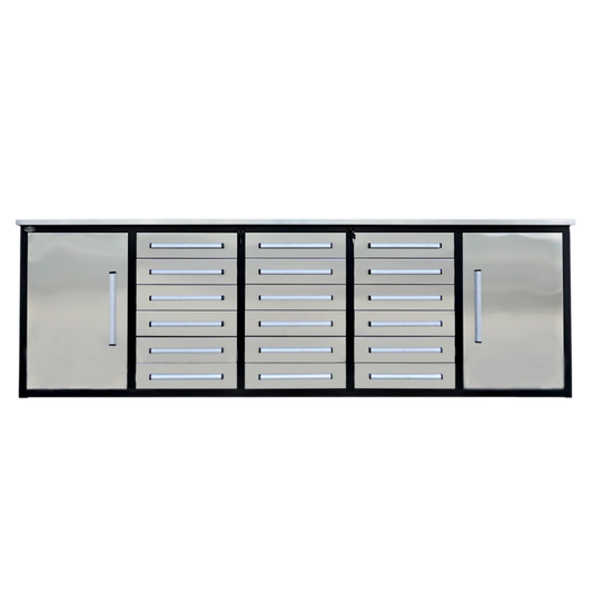10ft Storage Cabinet with 18 Drawers#color_silver