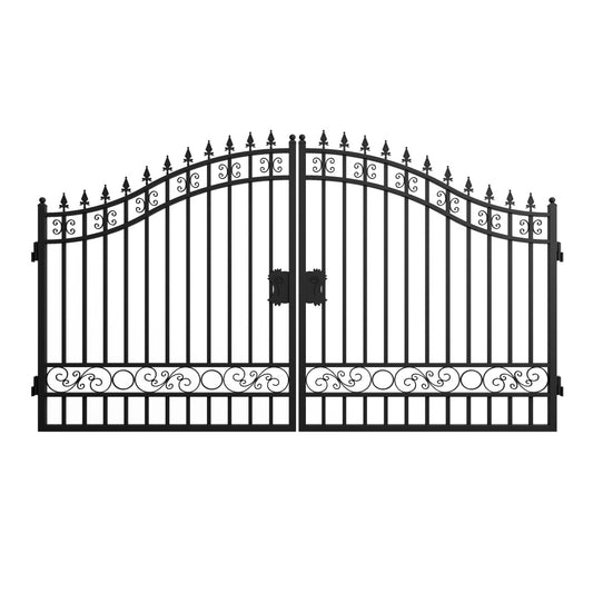 12x8 ft Dual Swing Driveway Steel Gate#design_basic