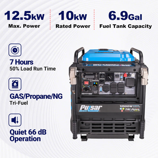 12,500 Watt Tri-Fuel Inverter Generator with CO Sentry
