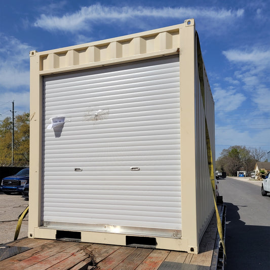 12' Small Cubic Shipping Container, Rollup Door#color_beige