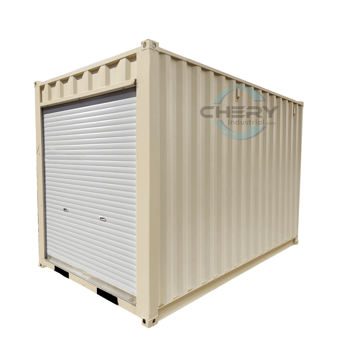 12' Small Cubic Shipping Container, Rollup Door#color_beige