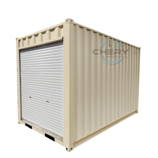 12' Small Cubic Shipping Container, Rollup Door#color_beige