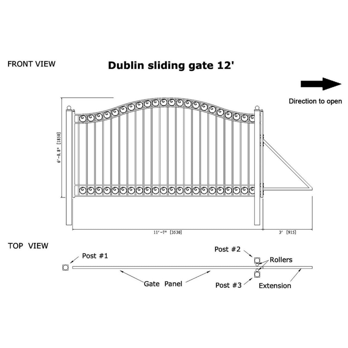 12x6ft-Steel-Sliding-Driveway-Gate-Dublin-Style