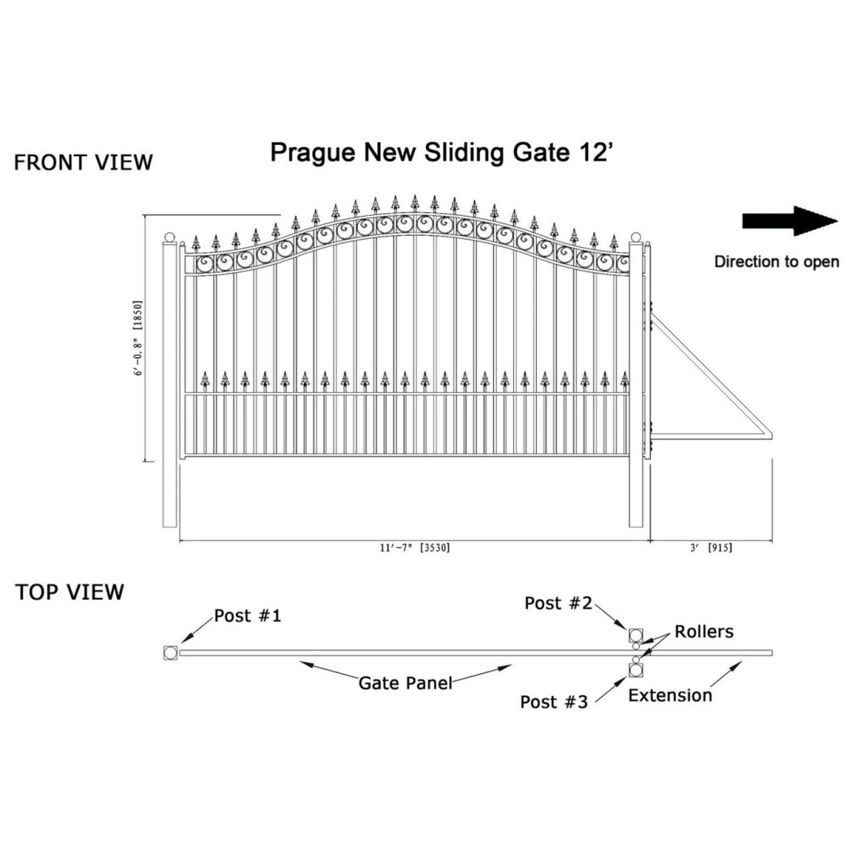 12x6ft-Steel-Sliding-Driveway-Gate-Prague-Style