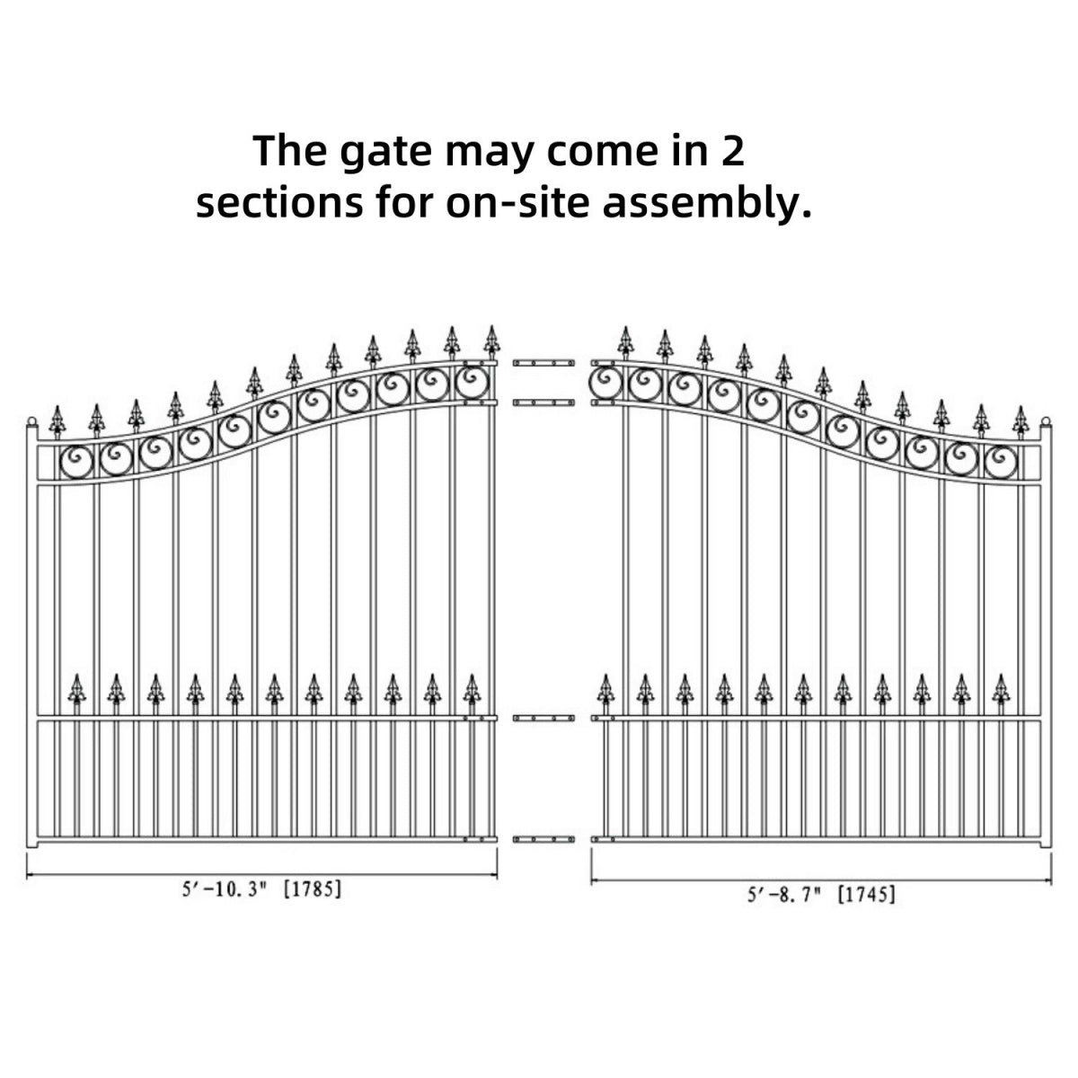 12x6ft-Steel-Sliding-Driveway-Gate-St.Louis-Style