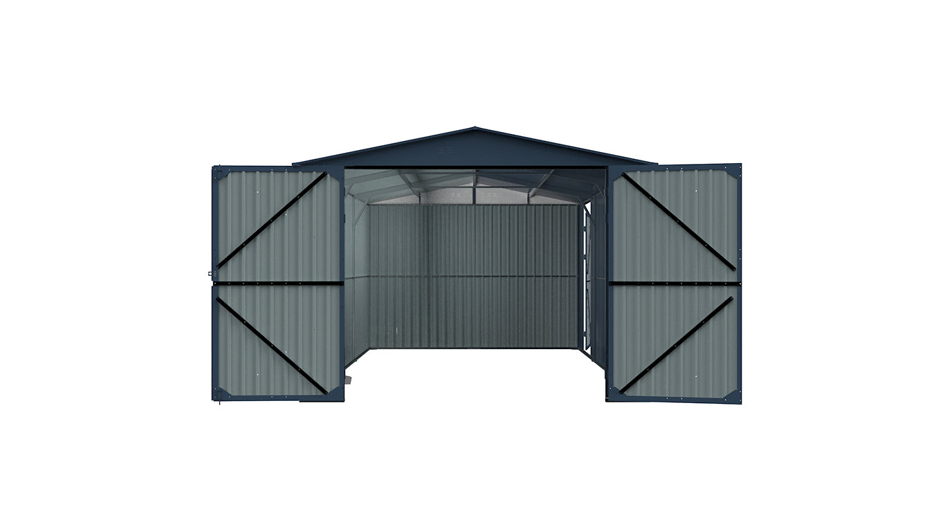13'x20' Plus Upgraded Metal Garage Shed with Double Front Doors, Side Entry Door