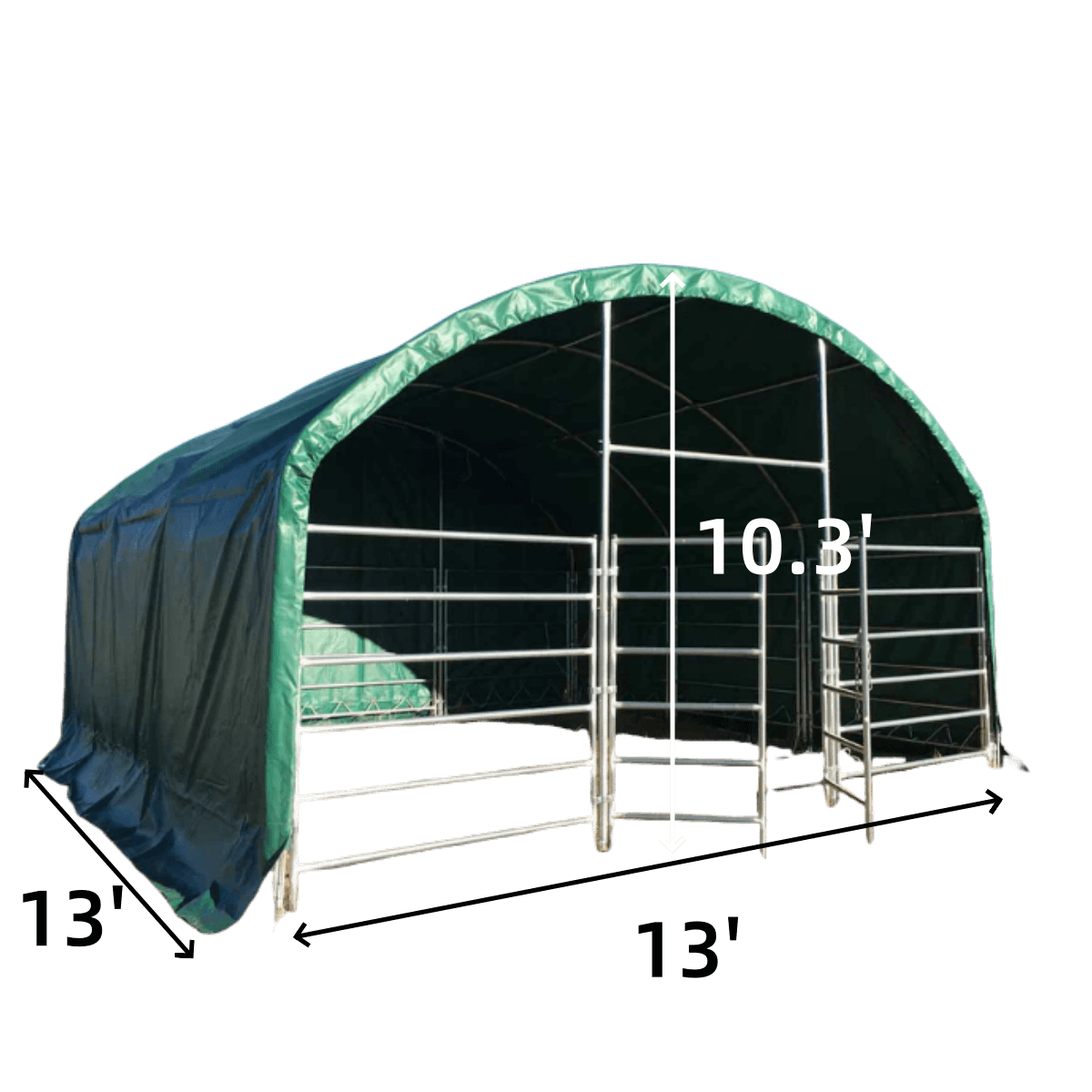 13' x 13' Livestock Corral Shelter with front door
