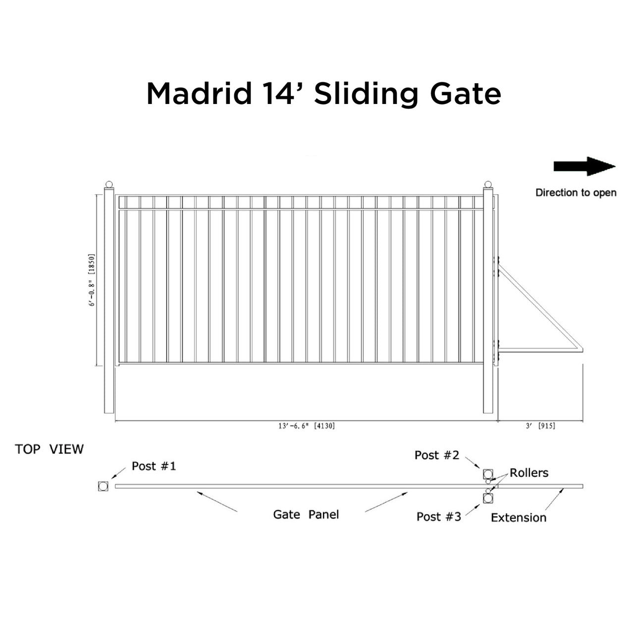 14x6 ft Steel Sliding Driveway Gate