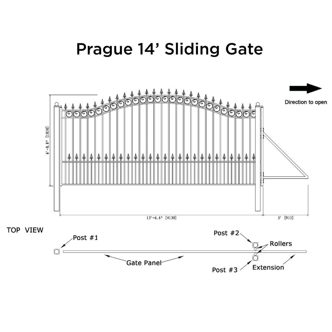 14x6 ft Steel Sliding Driveway Gate