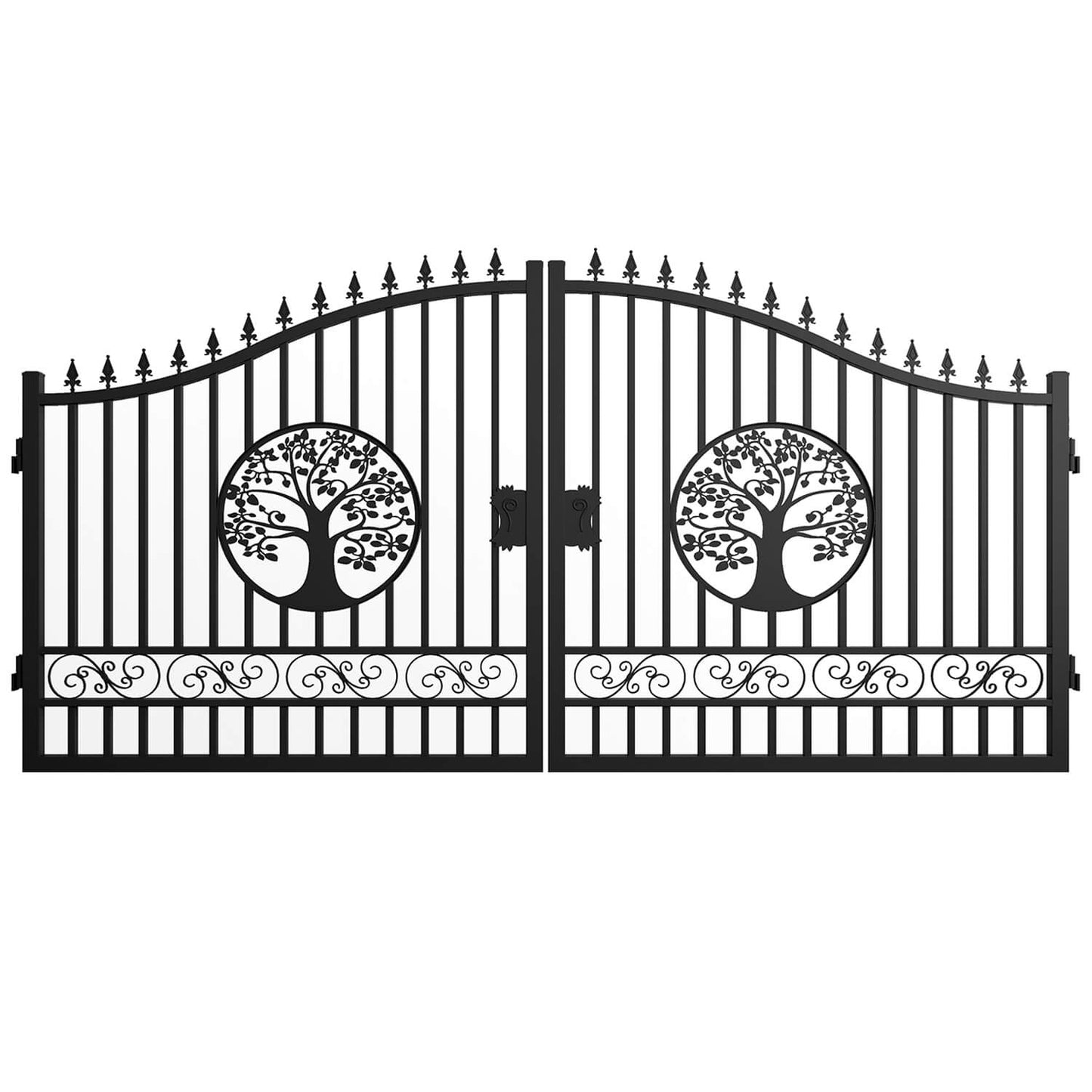 14x8 ft Steel Dual Swing Driveway Gate with Wider Goalposts