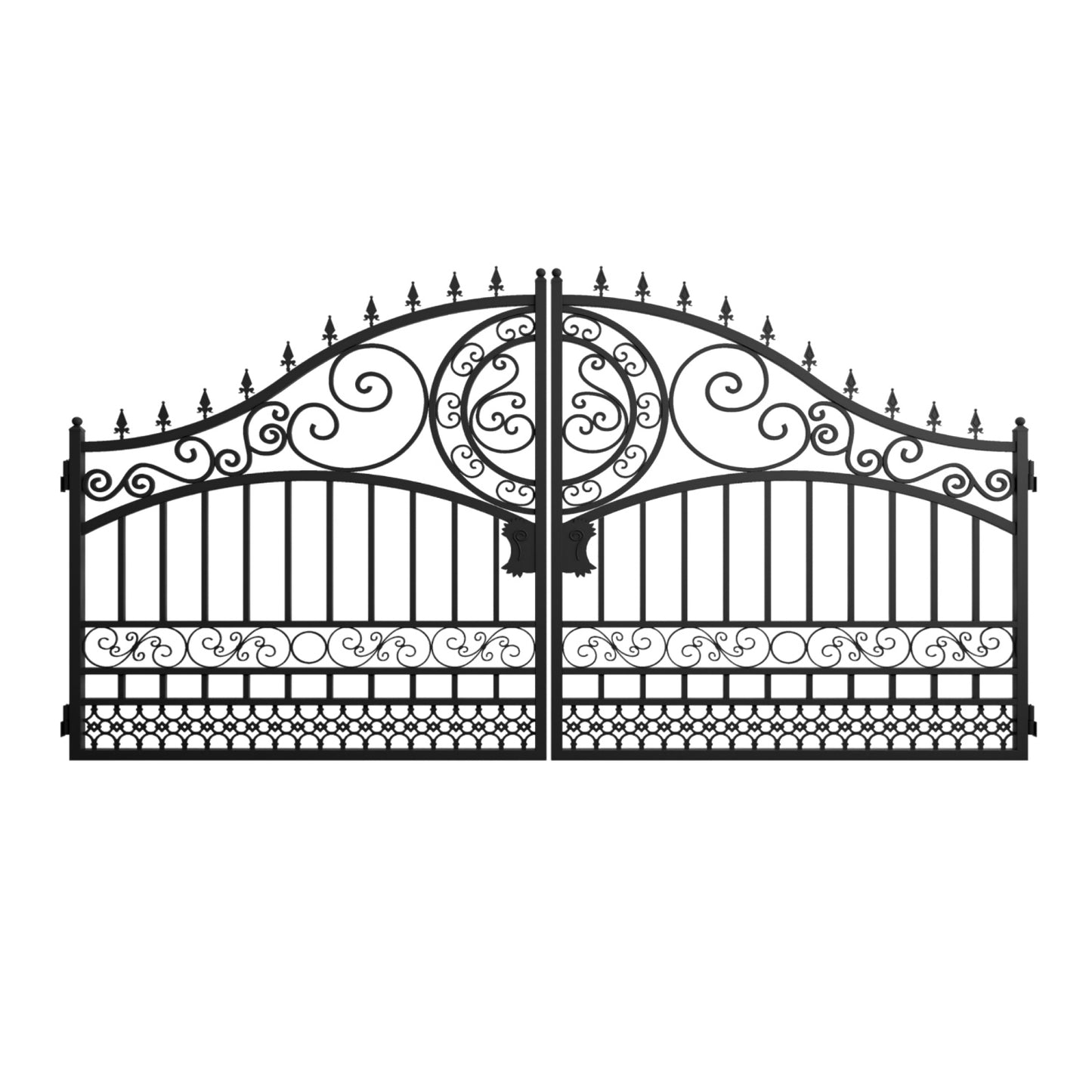 14x8 ft Steel Dual Swing Driveway Gate-European Style