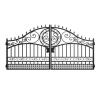 14x8 ft Steel Dual Swing Driveway Gate-European Style
