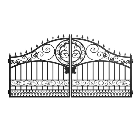 14x8 ft Steel Dual Swing Driveway Gate-European Style