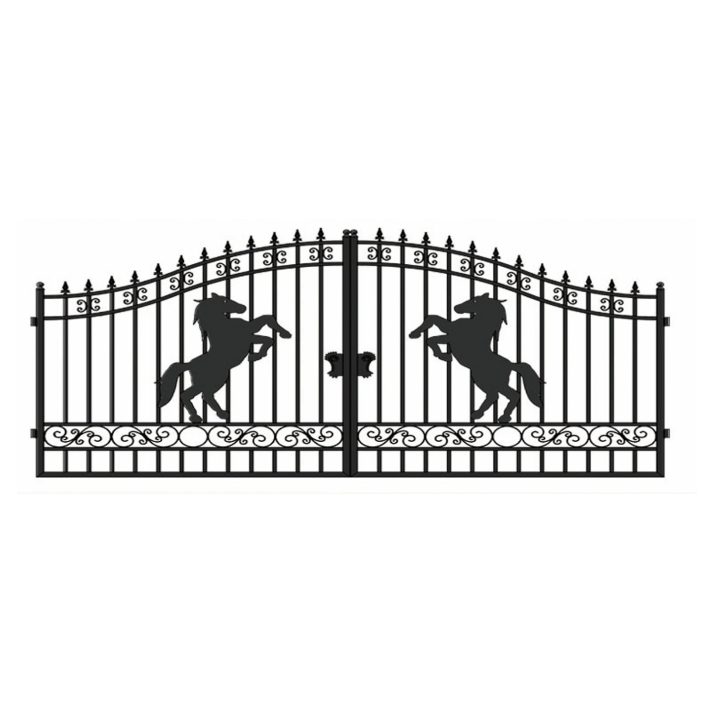 14x8 ft Steel Dual Swing Driveway Gate-Horse Style Main Image
