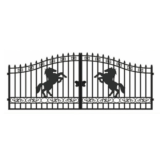 14x8 ft Steel Dual Swing Driveway Gate-Horse Style Main Image