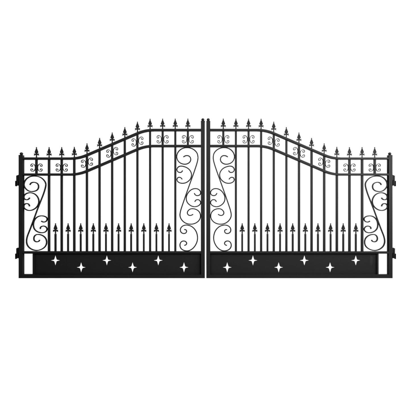 16' Dual Swing Wrought Iron Gate with Star Pattern