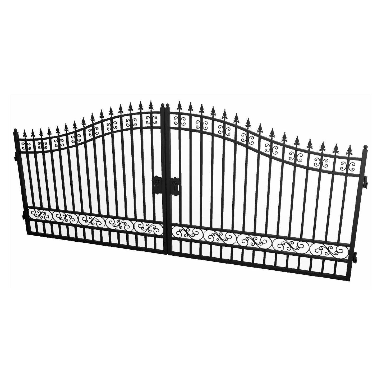 16' Dual Swing Wrought Iron Gate with No Decor
