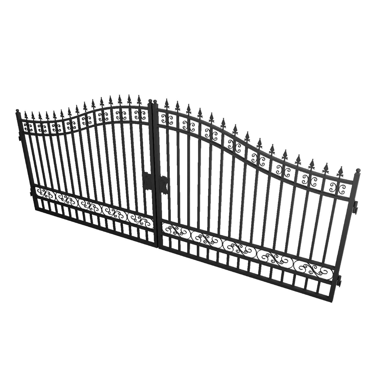 16' Dual Swing Wrought Iron Gate with No Decor