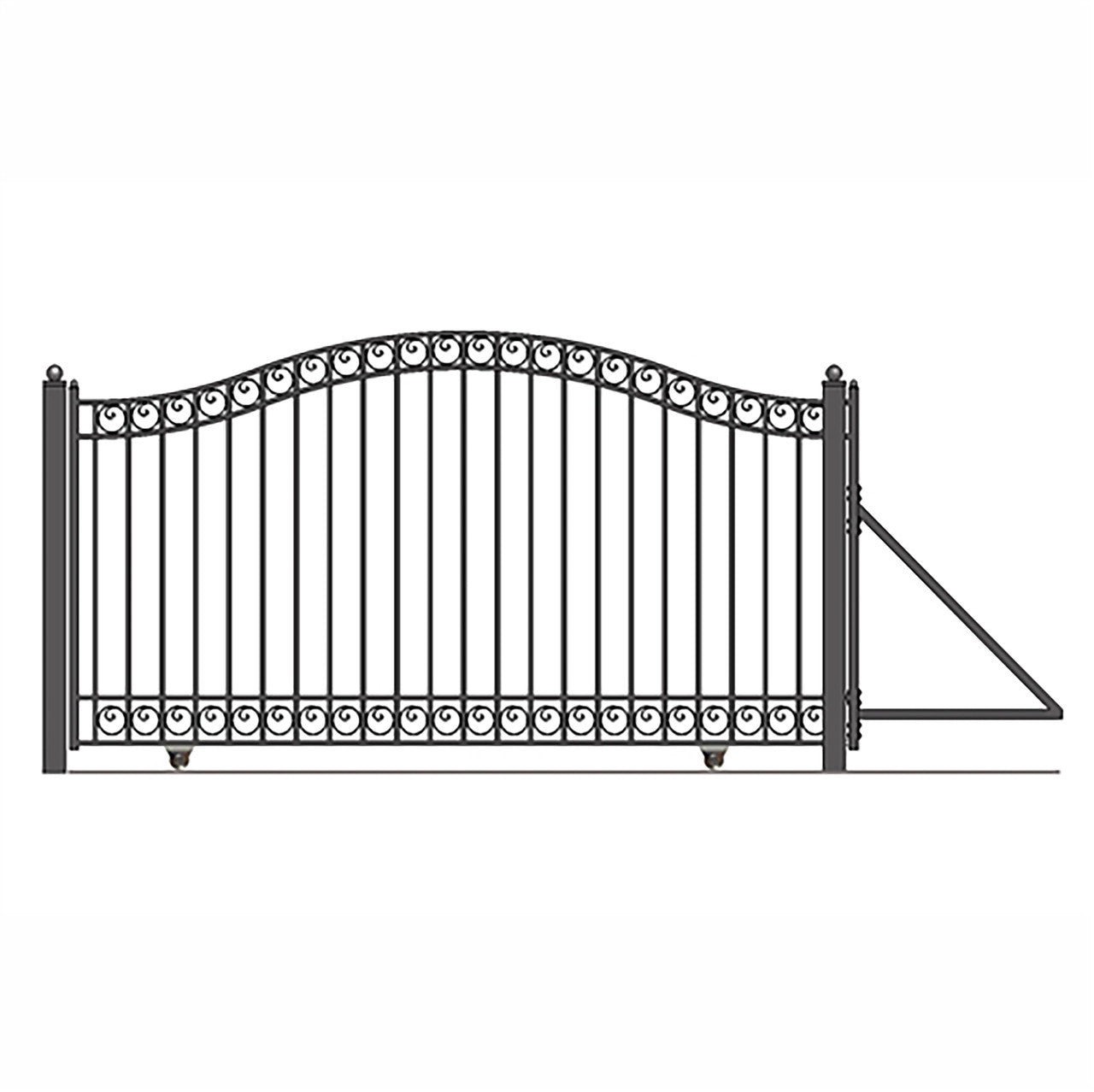 16ft Steel Sliding Driveway Gate with 5ft Pedestrian Gate-Dublin Style