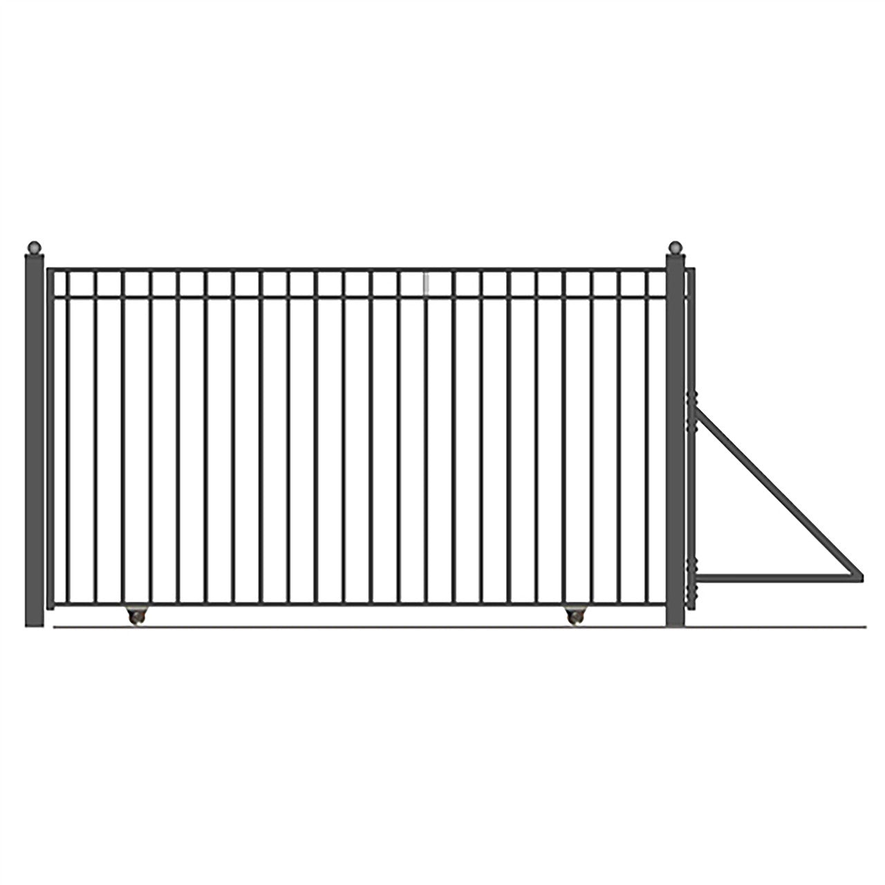16ft Steel Sliding Driveway Gate with 5ft Pedestrian Gate-Madrid Style