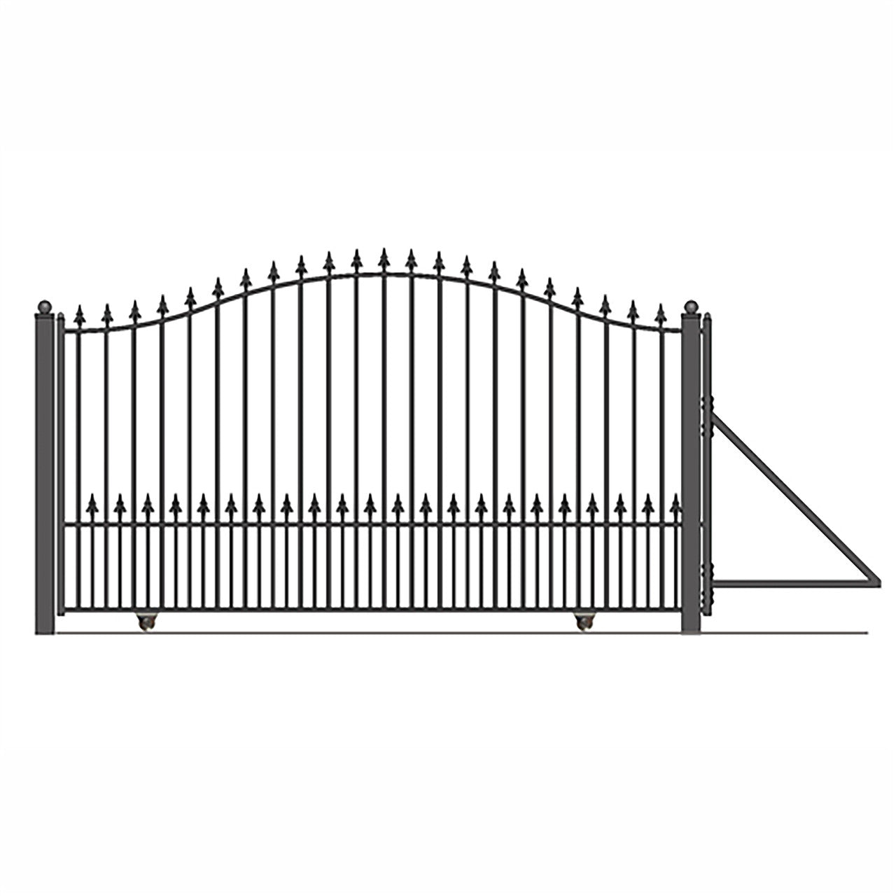 16ft Steel Sliding Driveway Gate with 5ft Pedestrian Gate-Munich Style