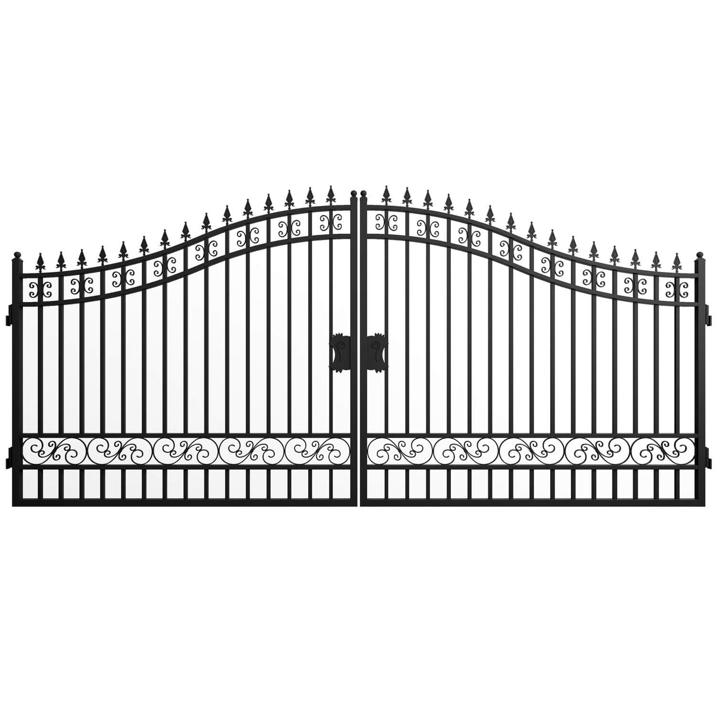 16x8 ft Steel Dual Swing Driveway Gate