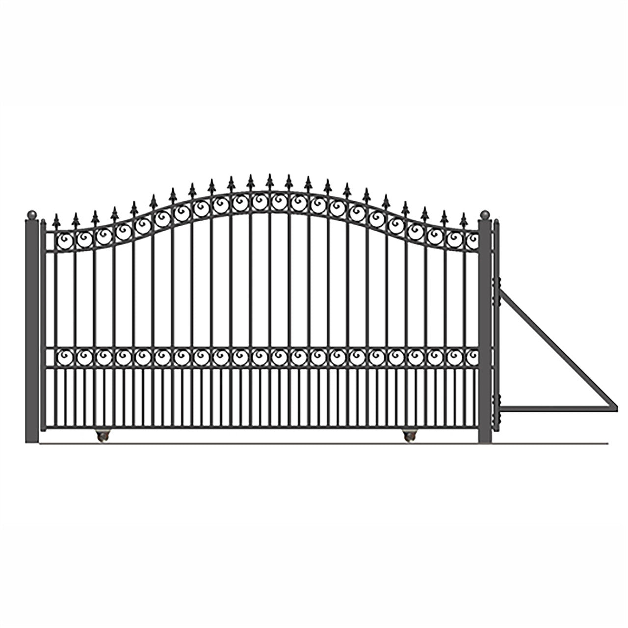 18ft Steel Sliding Driveway Gate with 5ft Pedestrian Gate-London Style