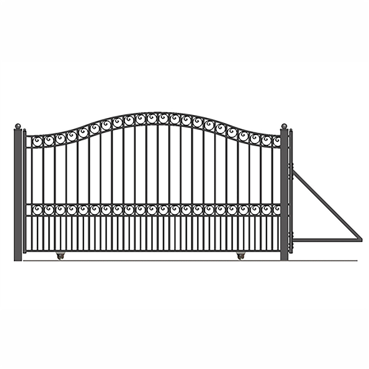 18ft Steel Sliding Driveway Gate with 5ft Pedestrian Gate-Paris Style