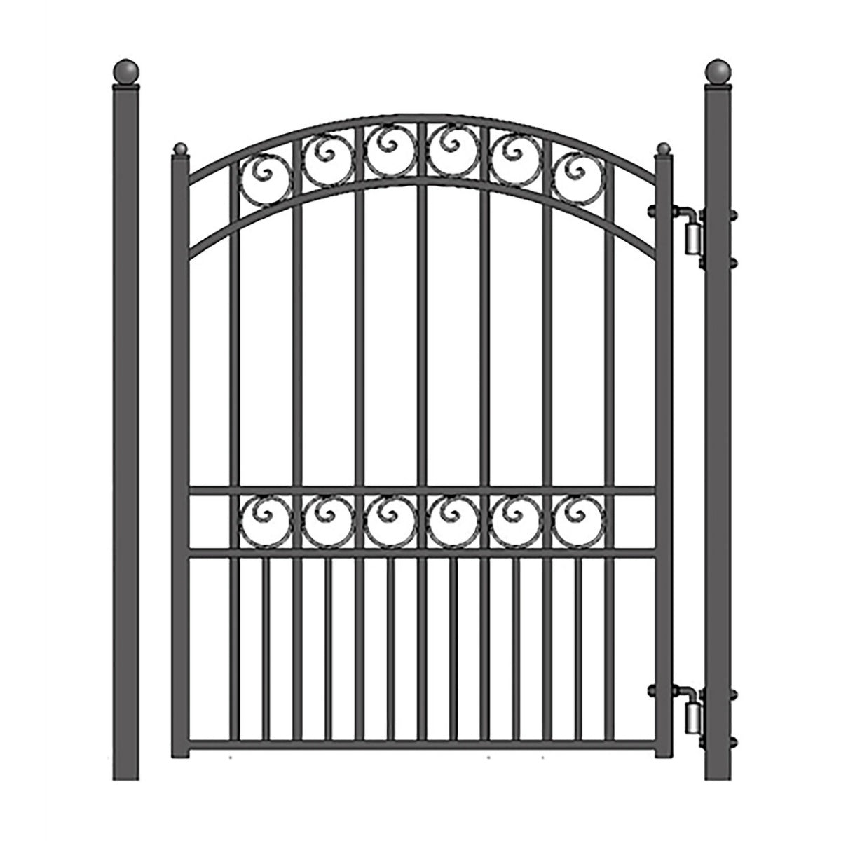 18ft Steel Sliding Driveway Gate with 5ft Pedestrian Gate-Paris Style