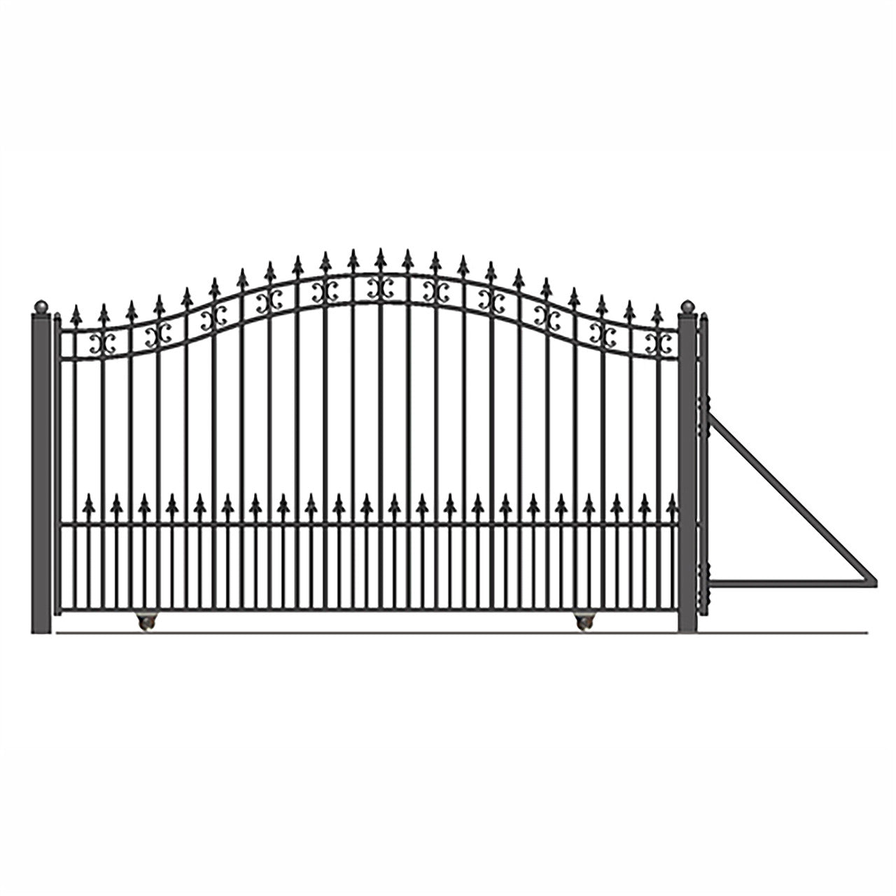 18ft Steel Sliding Driveway Gate with 5ft Pedestrian Gate-St.Louis Style