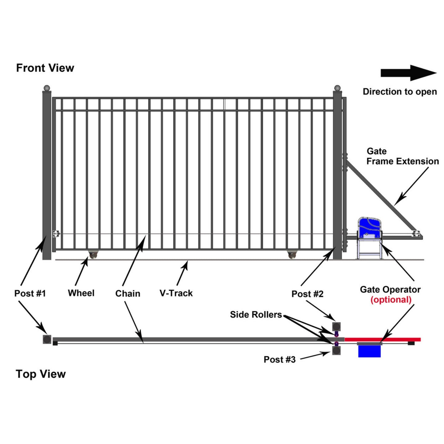 18x6 ft Steel Sliding Driveway Gate-Madrid-Style