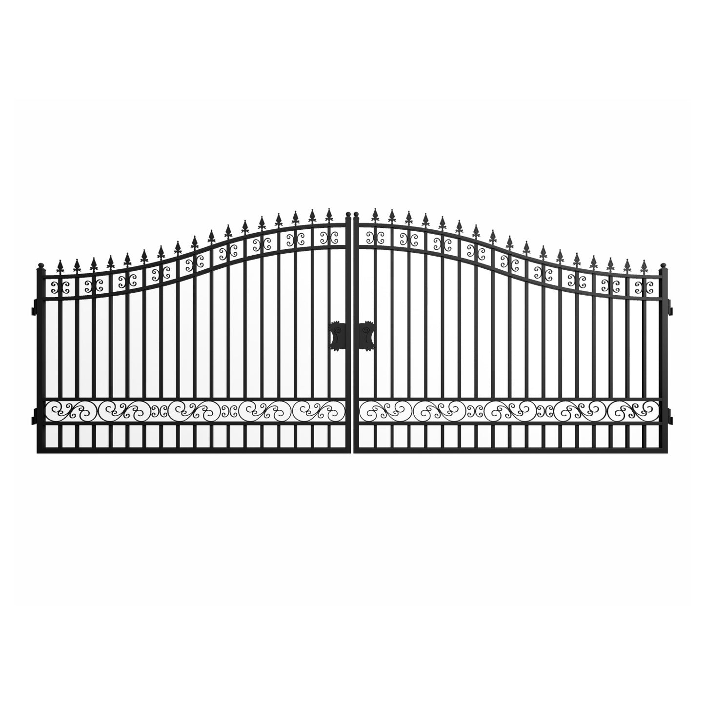 18x8 ft Steel Dual Swing Driveway Gate-Basic Style