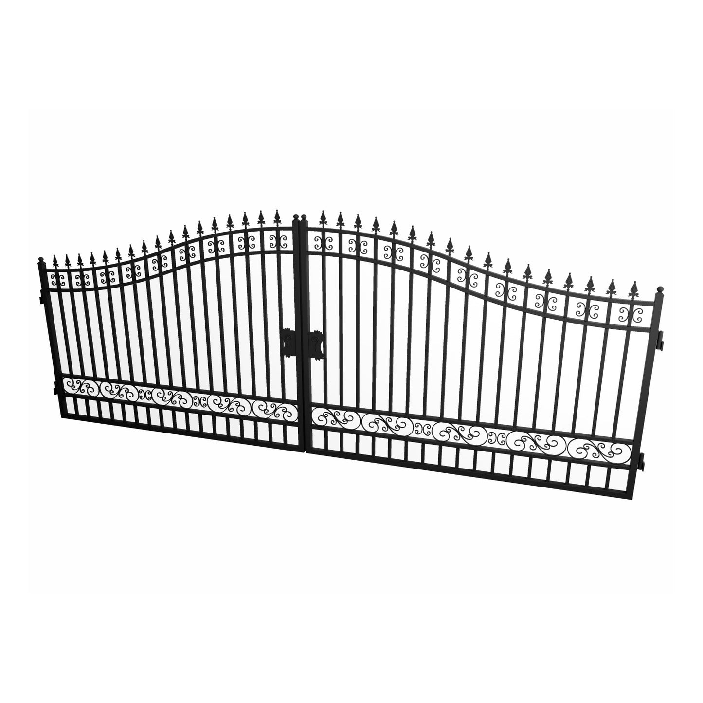 18x8 ft Steel Dual Swing Driveway Gate-Basic Style