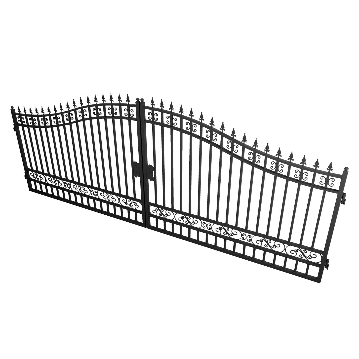 18x8 ft Steel Dual Swing Driveway Gate-Basic Style
