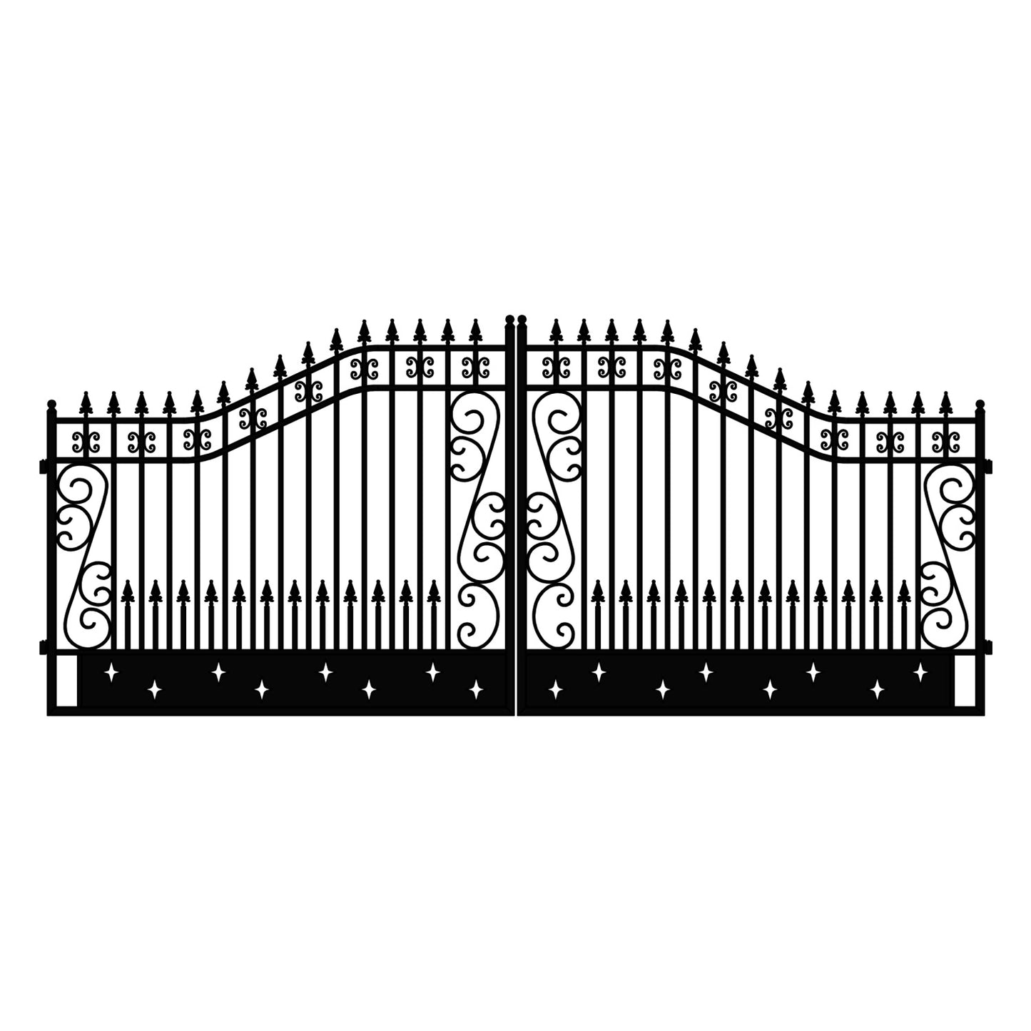 18x8 ft Steel Dual Swing Driveway Gate-Star Style
