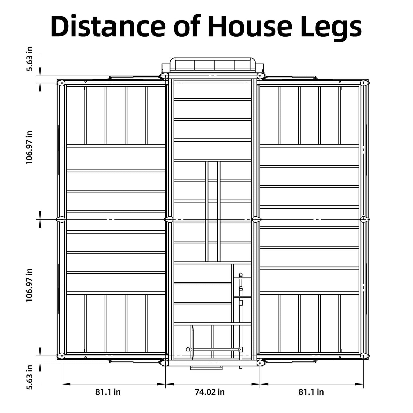 Distance of House Legs-Expandable Prefab Home 19ft x 20ft